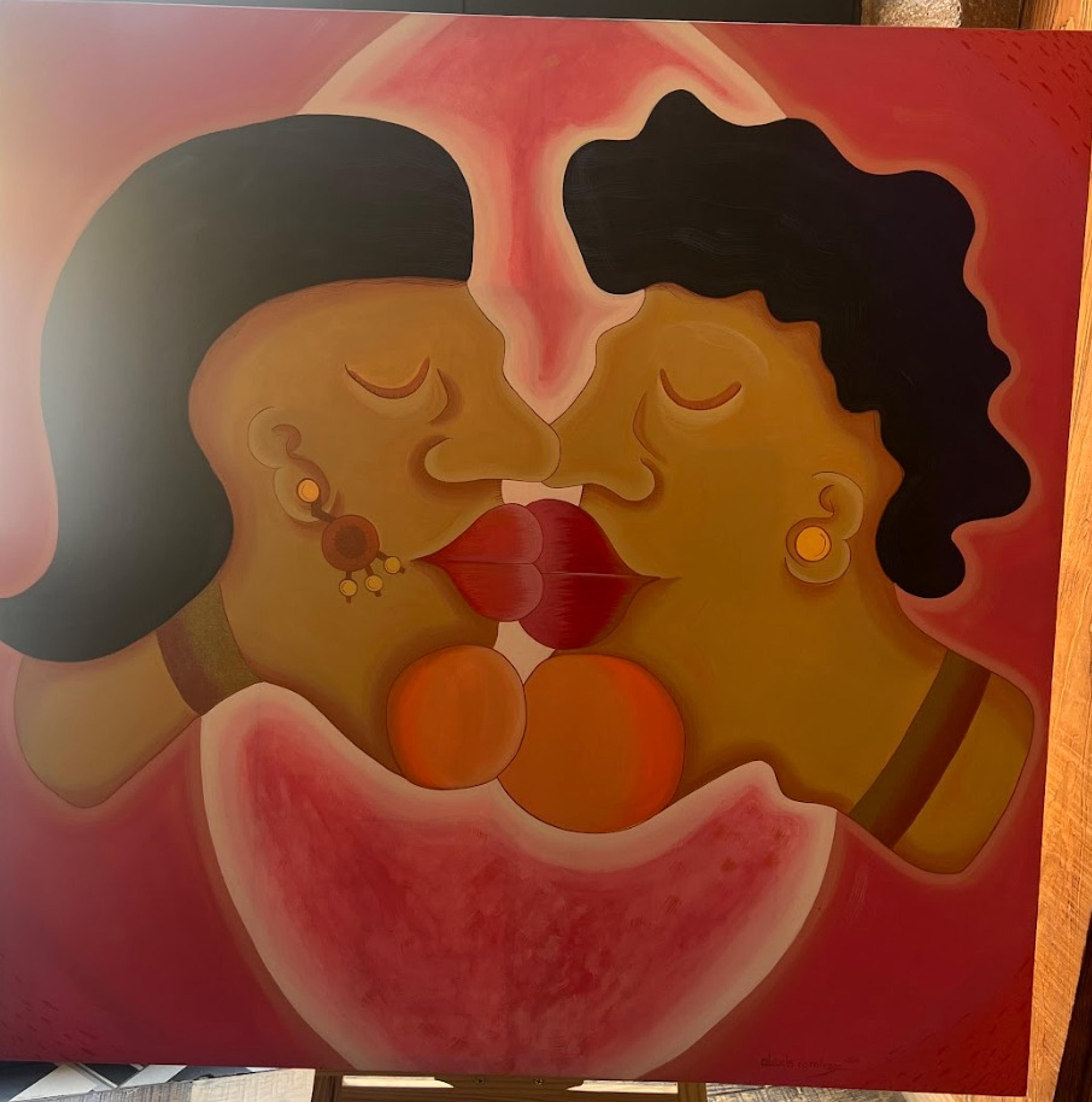 El Beso, Acrilico sobre tela