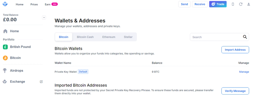 Blockchain.com Wallet Overview screenshot