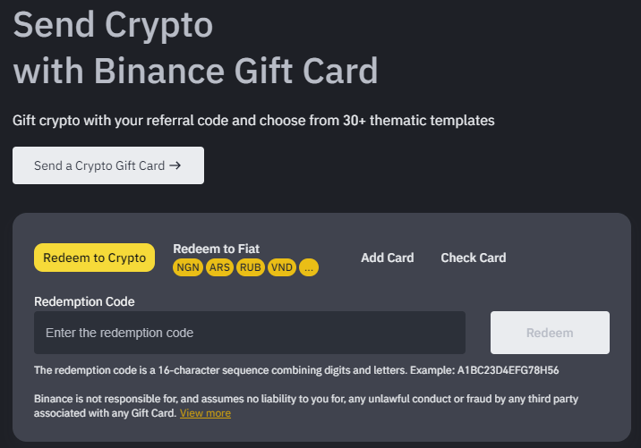 Send crypto as a gift card