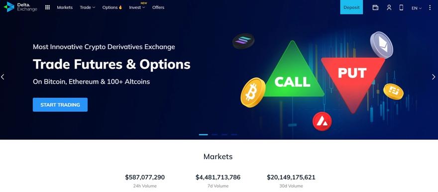 Delta Exchange website