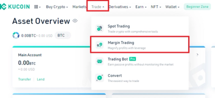 Open the KuCoin margin platform