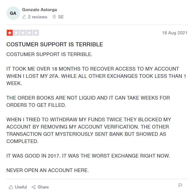 Poloniex customer reviews