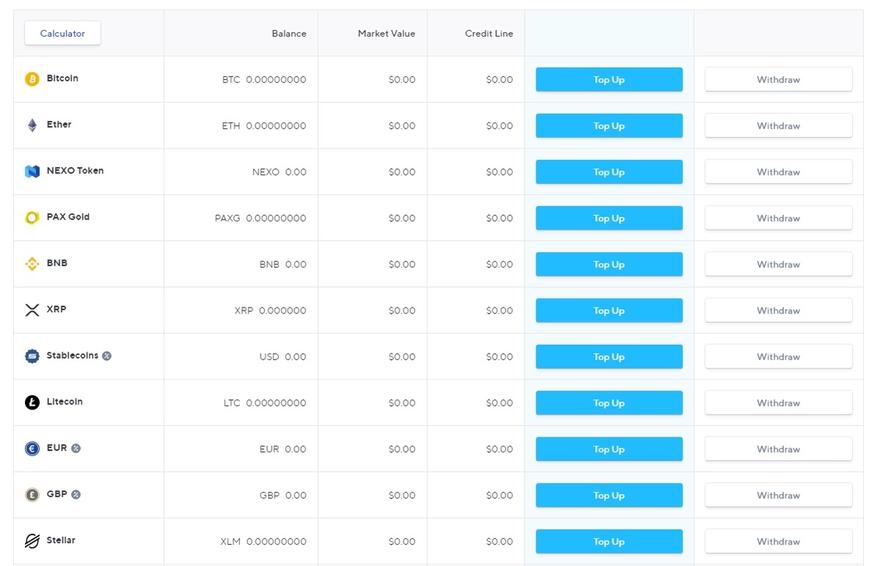 deposit funds to nexo