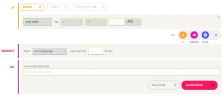 Coinrule interface to create trading rules