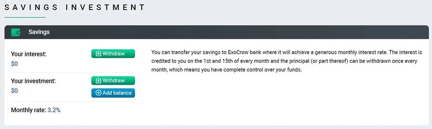 Exocrow Savings Account