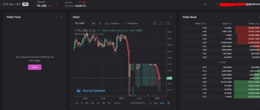 Coinlist Pro trading interface screenshot