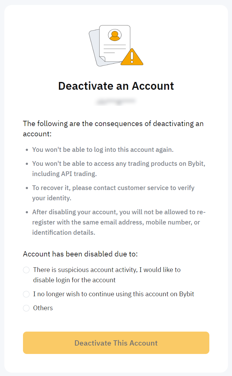 deactivate bybit account