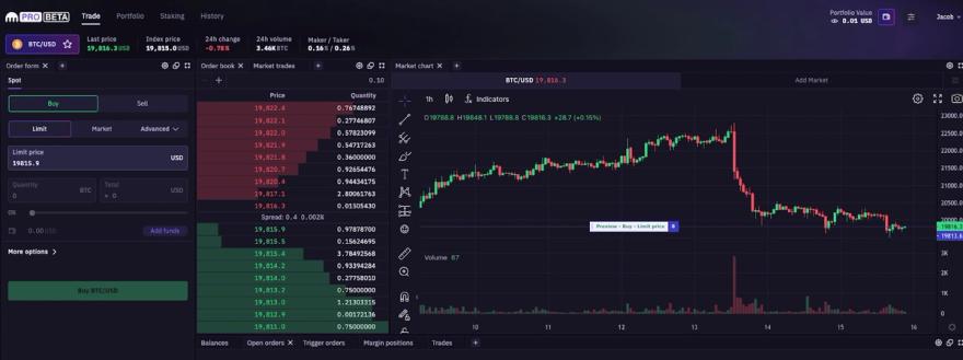 Kraken Pro trading screenshots