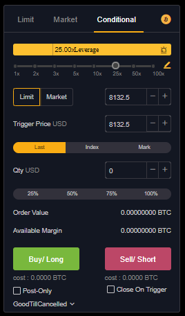 Screenshot of the Bybit order entry window