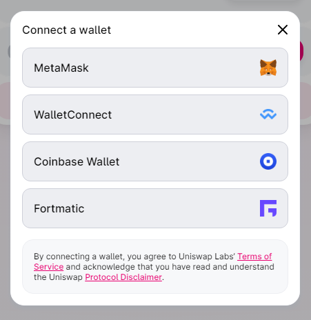 Connecting Metamask wallet to Uniswap DEX
