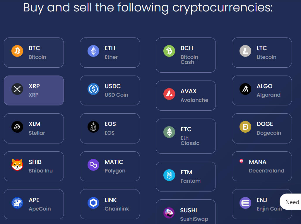 Selection of coins on Netcoins