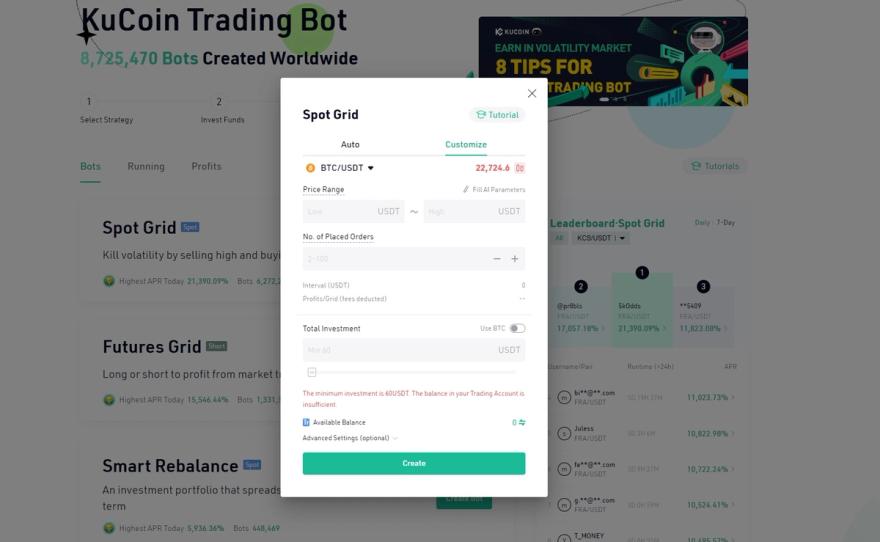 Setting up the Kucoin trading bot