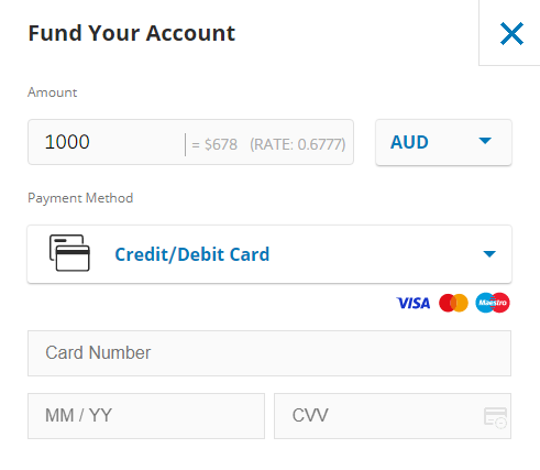 eToro Australia adding credit card