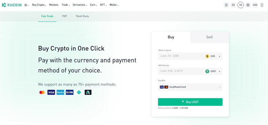 KuCoin instant buy feature