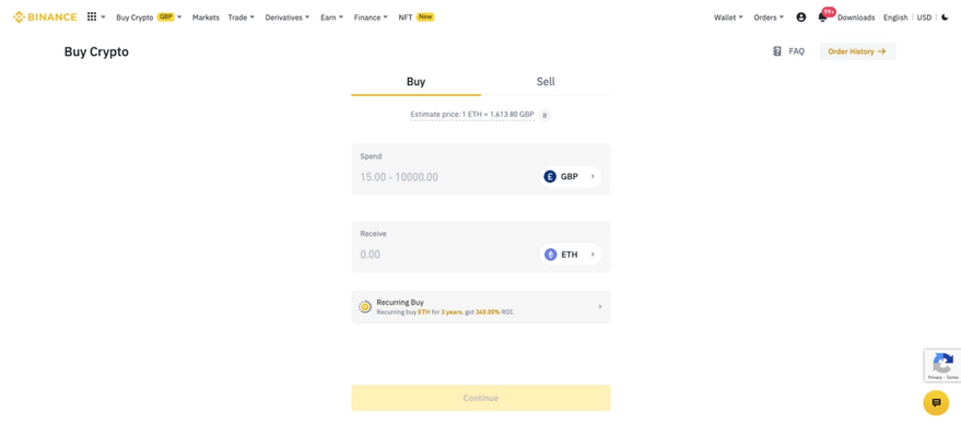 Buying altcoins with Binance exchange