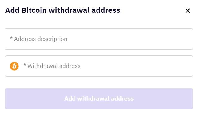Add crypto withdrawal address in Kraken
