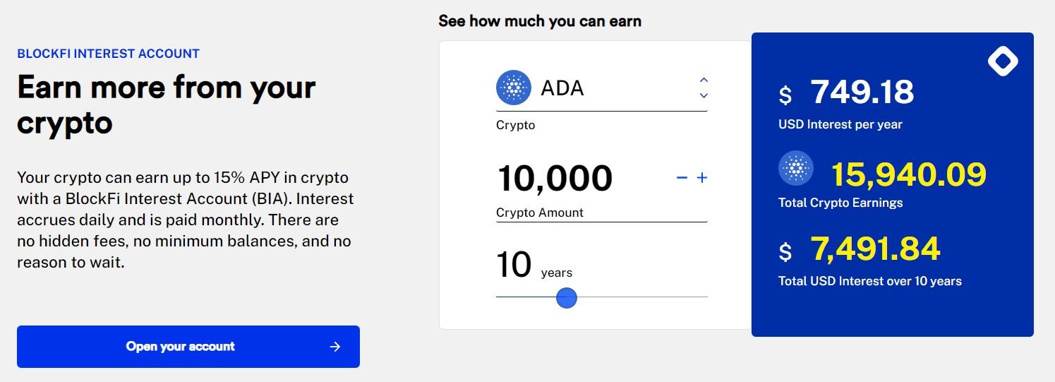 BlockFi interest rate calculator for crypto