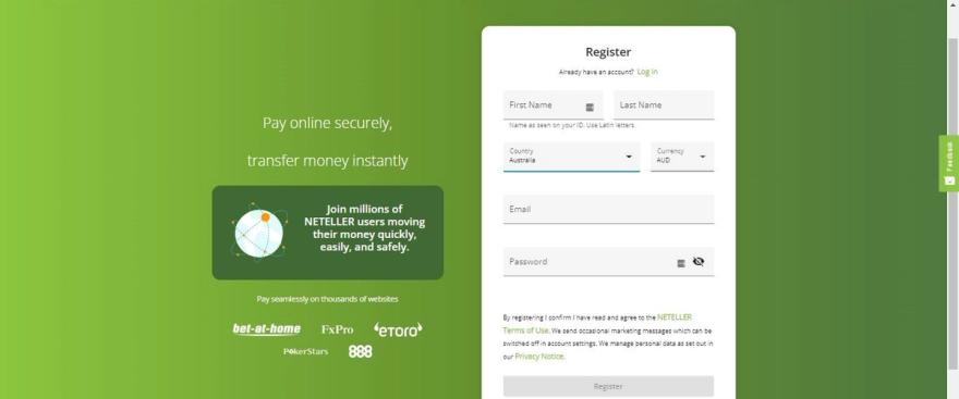 Creating an account with Neteller