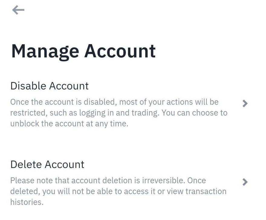 Binance manage account settings