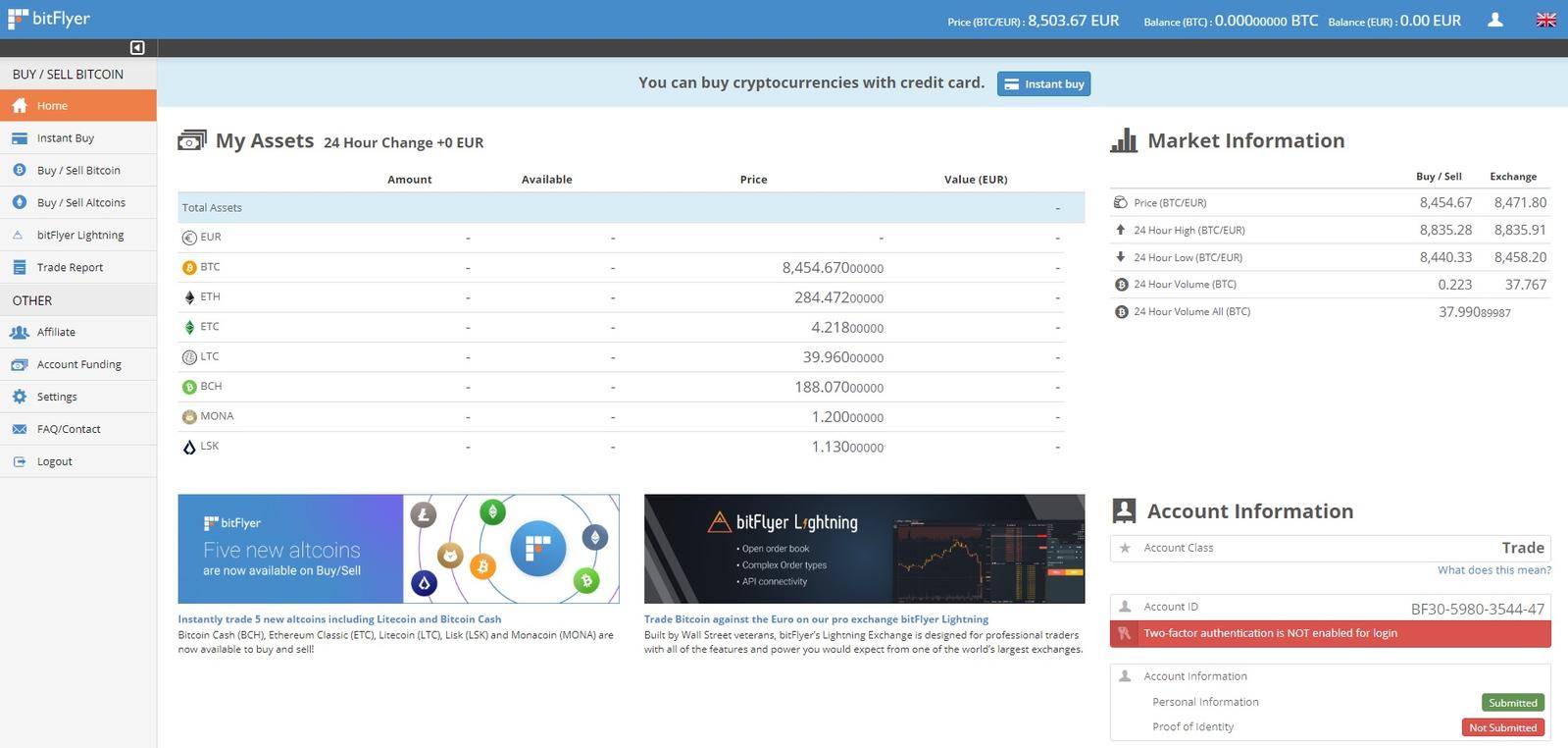 bitflyer dashboard