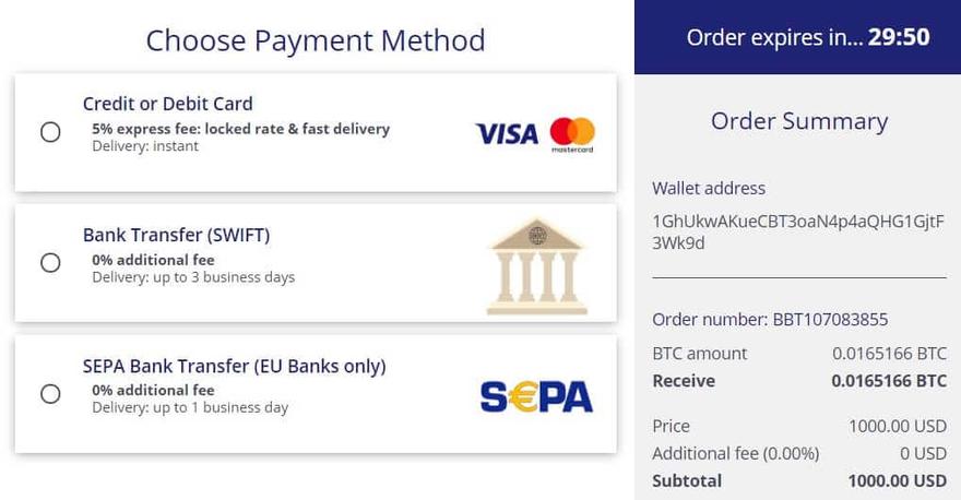 Coinmama deposit Methods