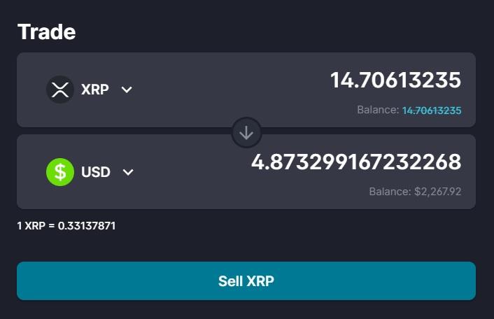 Converting XRP to USD on FTX
