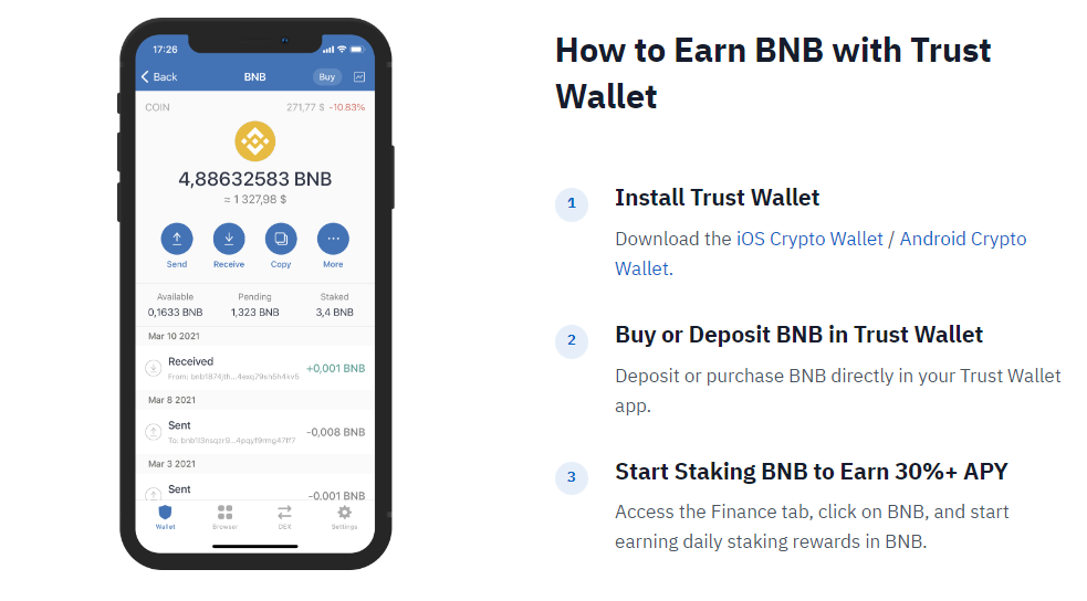 Staking BNB on Trust Wallet