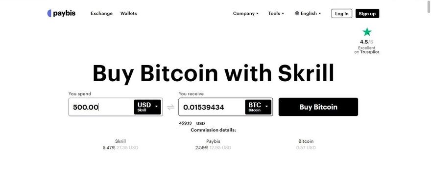 Buying Bitcoin with Skrill on Paybis