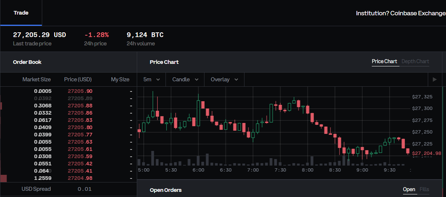 Coinbase pro trade screenshot