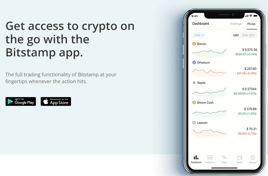 Bitstamp mobile app screenshot