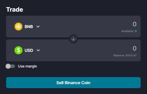 Sell BNB to USD on FTX