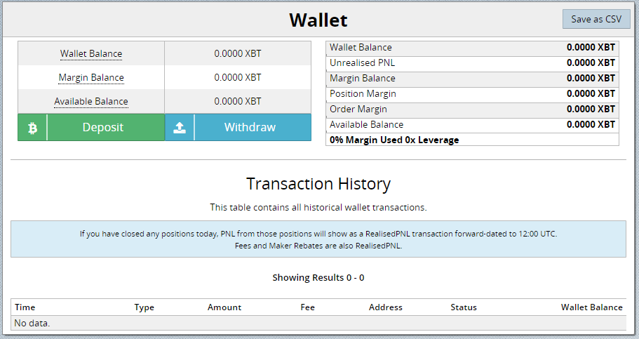 Bitmex wallet and transaction history