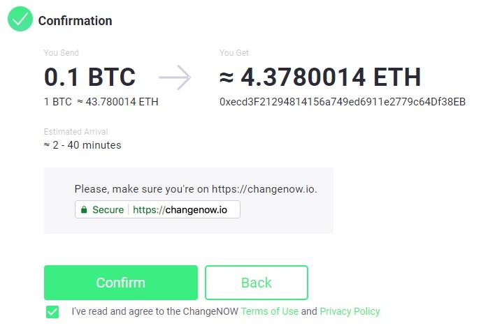 changenow confirm swap