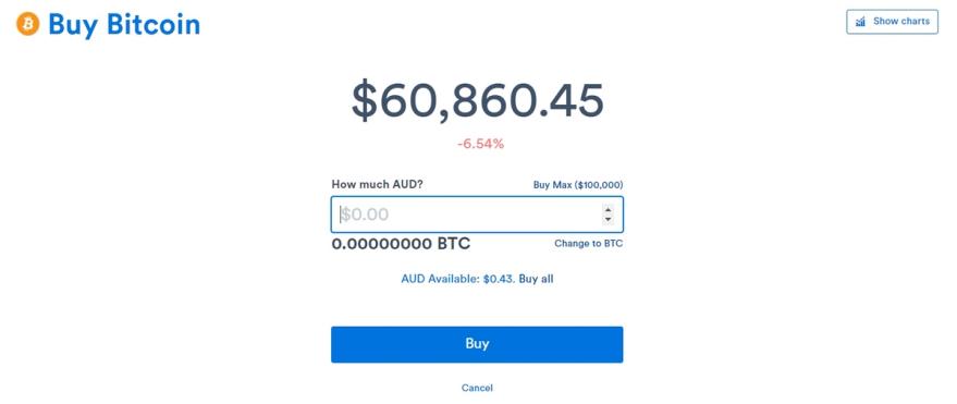 coinspot user interface for buying and selling coins
