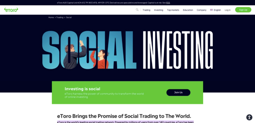 eToro crypto social trading features