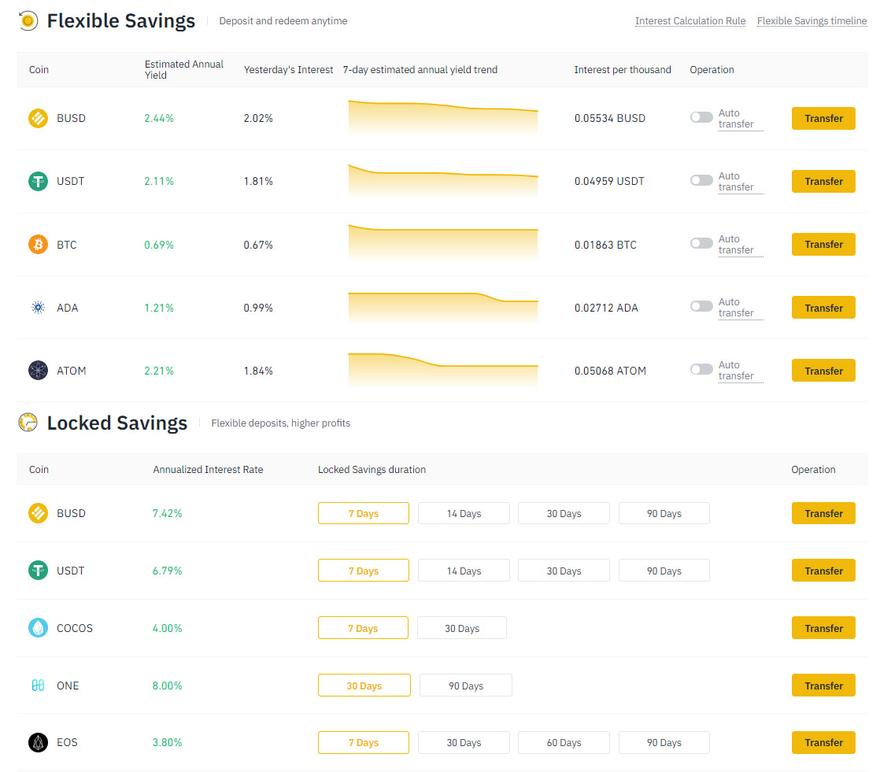 binance savings account