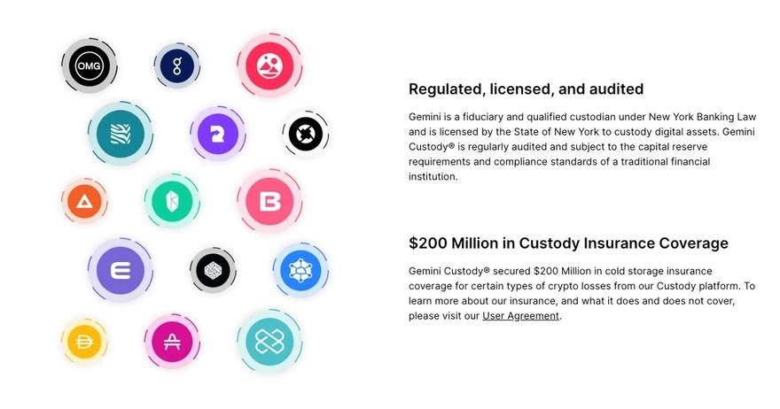 Gemini custody insurance and licencing