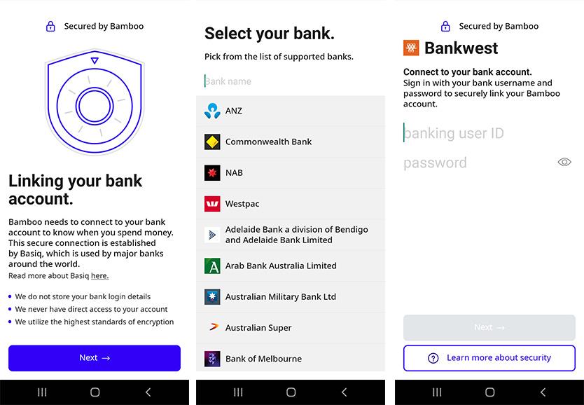 Linking a bank account on Bamboo App
