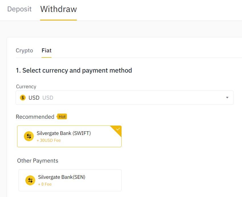 binance withdraw money to bank account