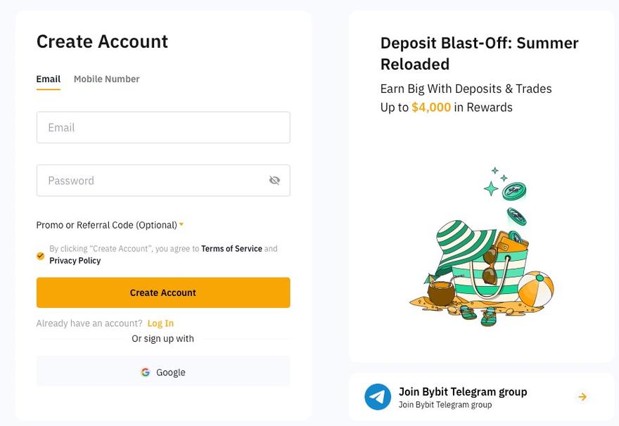 Creating an account with Bybit