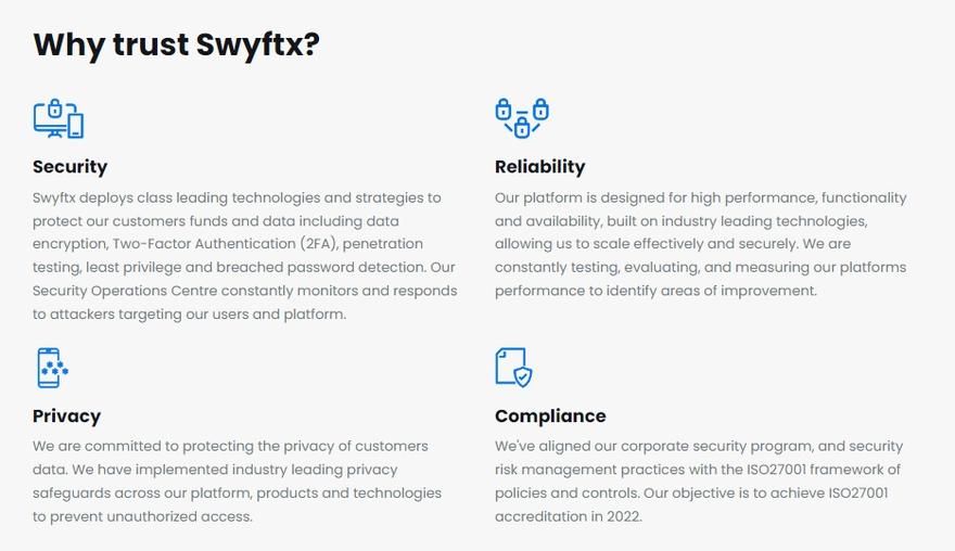 Swyftx security features