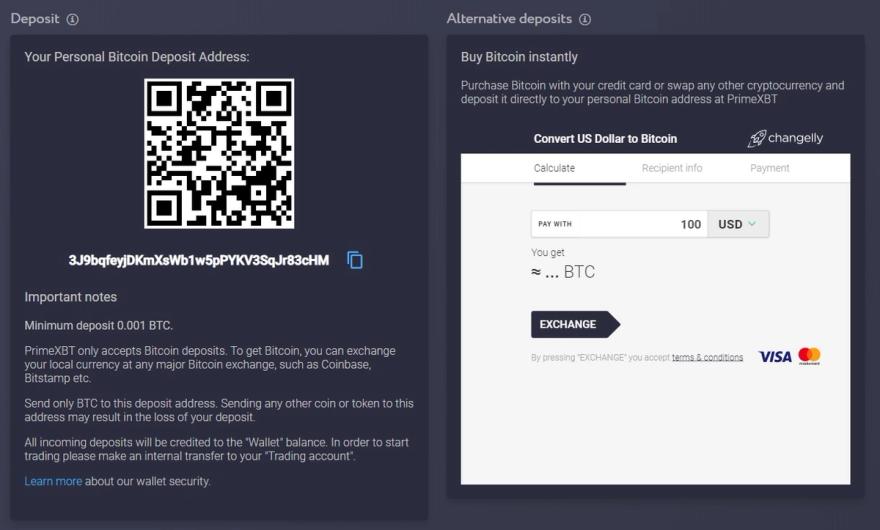primexbt deposit bitcoin