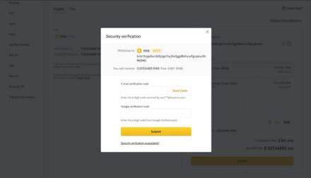 Verify crypto withdrawal on Binance
