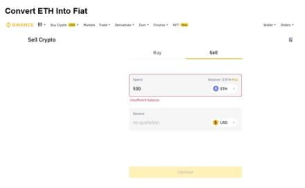 Converting ETH to fiat on Binance