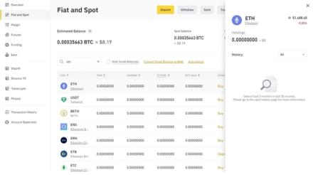Selecting ETH wallet and depositing Ethers