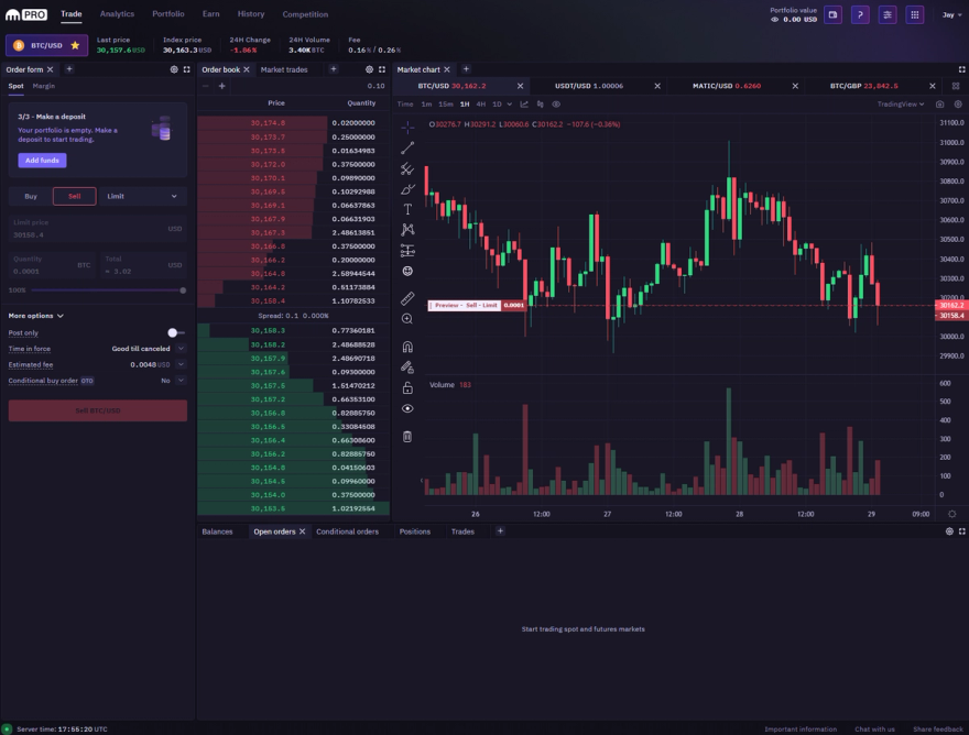 Kraken Trading Interface screenshot