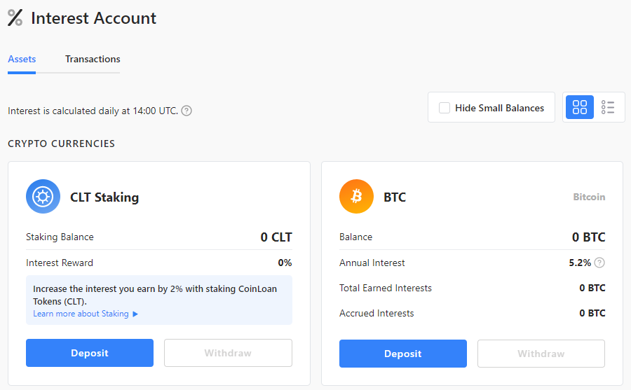 CoinLoan interest account and staking CLT
