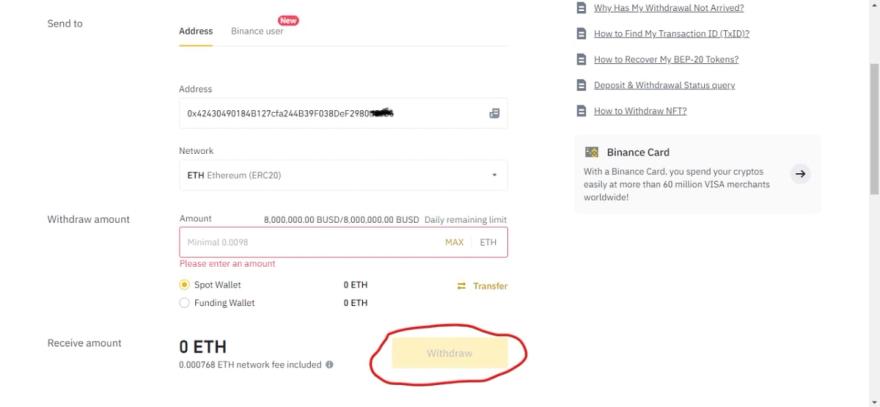 Paste the wallet address and select the blockchain network
