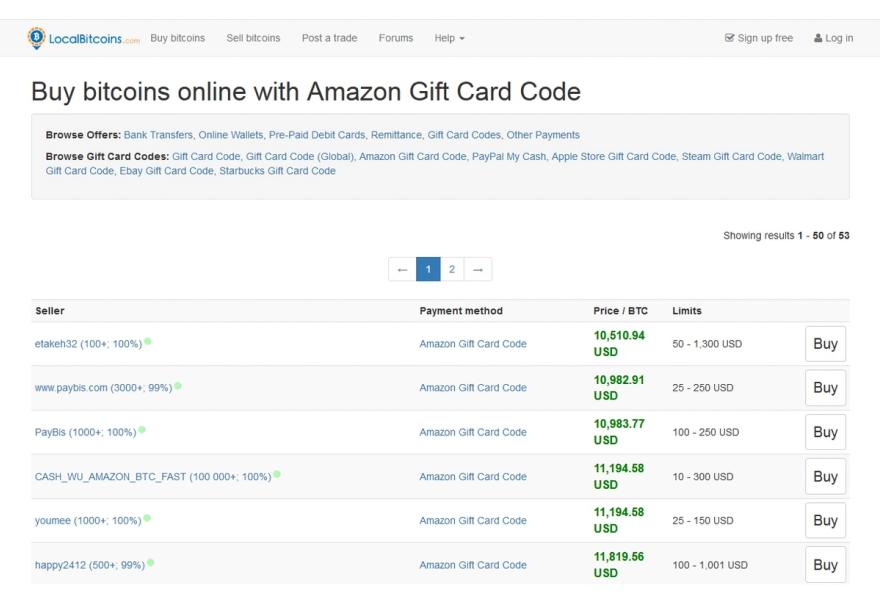 trade amazon gift card for bitcoin