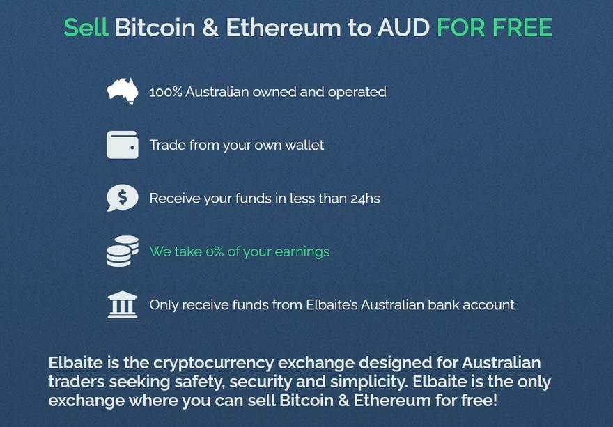 Elbaite sell Bitcoin to AUD zero fees